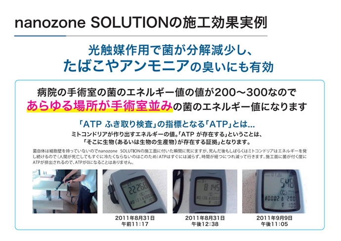 nanozone solutionの施工効果実例